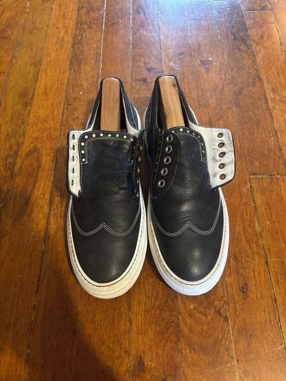 Jimmy Choo Black Leather Brogue Sneakers Size 42.5
